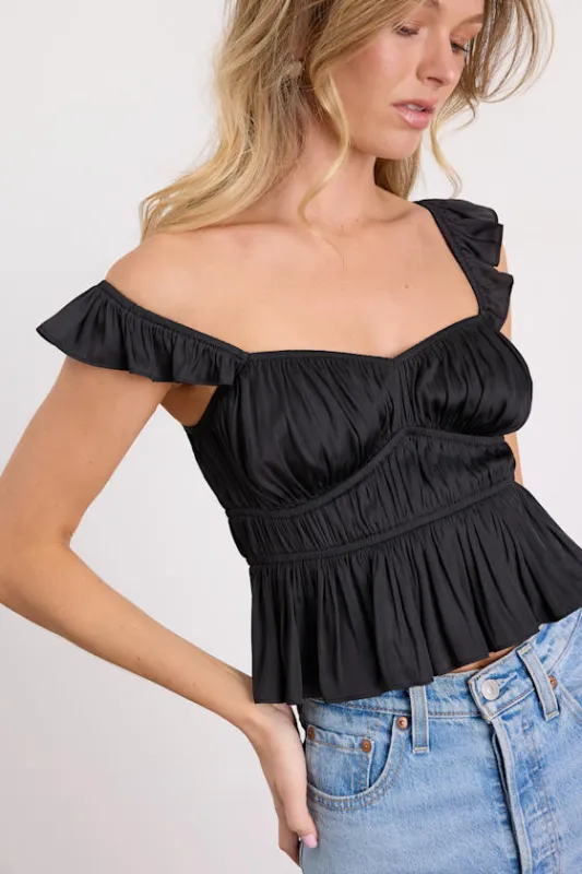 Sophisticate Black Satin Peplum Tank Top made by Lulus