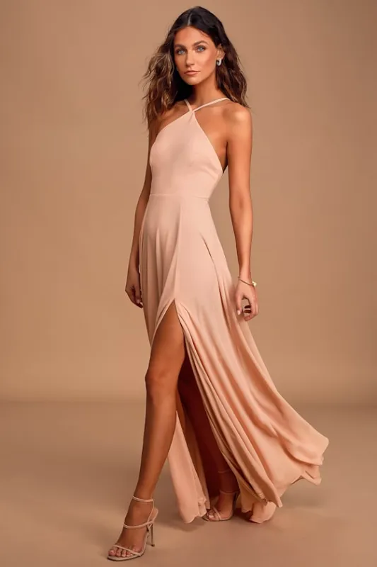 Absolutely Breathtaking Blush Pink Maxi Dress made by Lulus