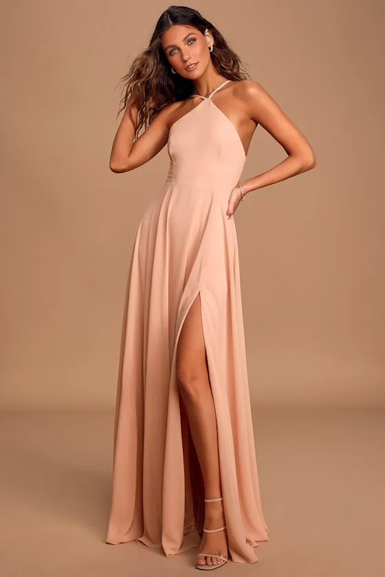 Absolutely Breathtaking Blush Pink Maxi Dress sold by Lulus product image thumbnail 3