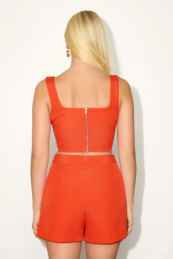 Divinely Sunny Red Orange Sleeveless Two-Piece Romper sold by Lulus product image thumbnail 3
