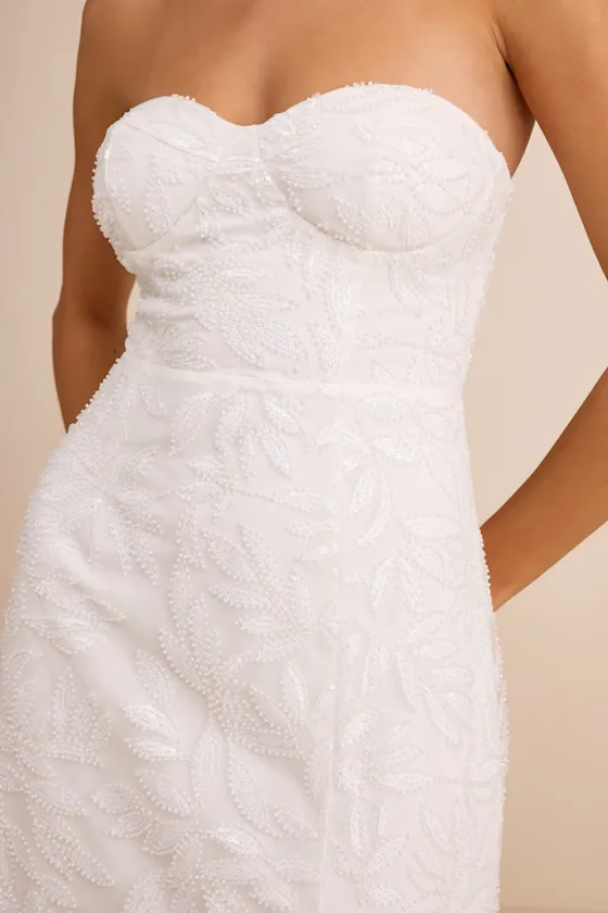 Beyza White Sequin Beaded Strapless Midi Dress sold by Lulus product image thumbnail 2