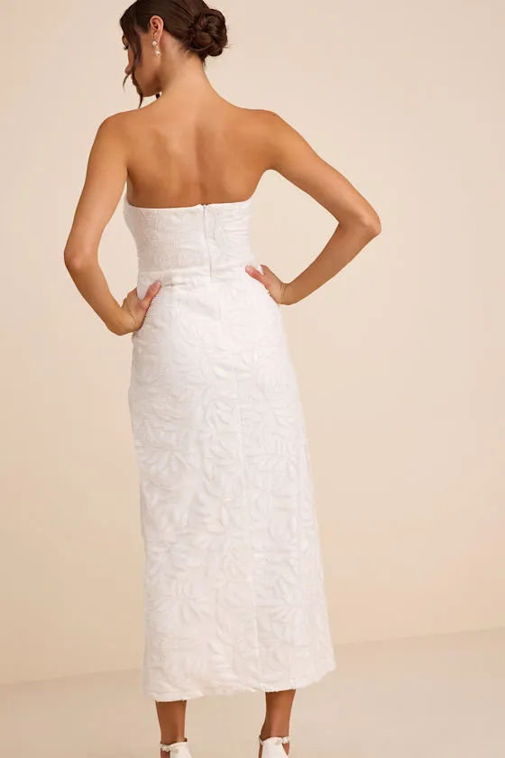 Beyza White Sequin Beaded Strapless Midi Dress sold by Lulus product image thumbnail 3
