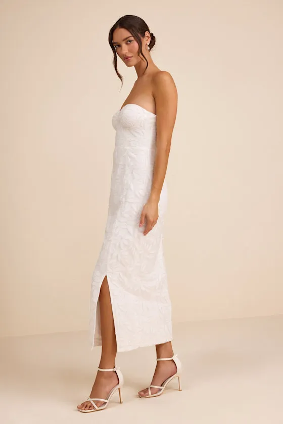 Beyza White Sequin Beaded Strapless Midi Dress sold by Lulus product image thumbnail 4