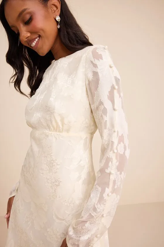 Agnes Ivory Jacquard Long Sleeve Mini Dress sold by Lulus product image thumbnail 2