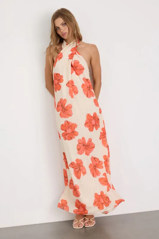 Laurel Cream Floral Halter Maxi Dress made by Lulus