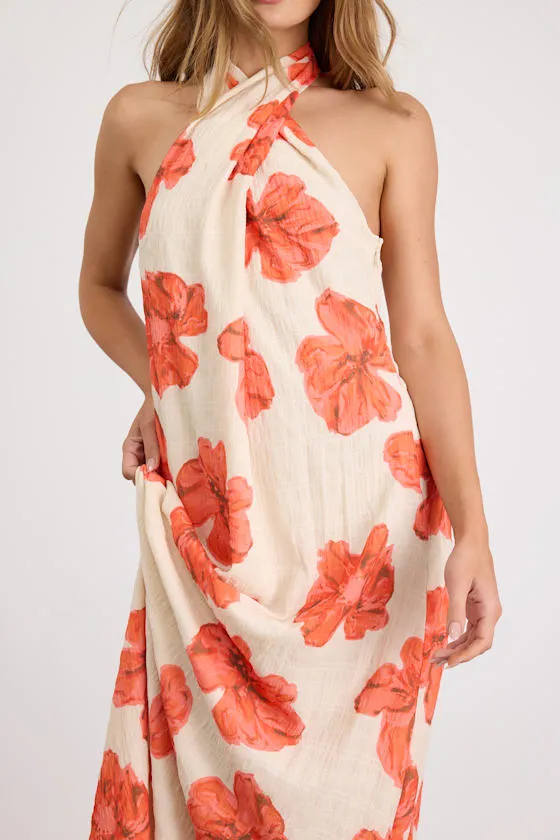 Laurel Cream Floral Halter Maxi Dress sold by Lulus product image thumbnail 2