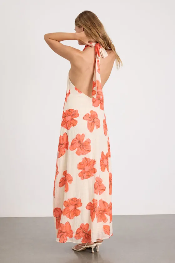 Laurel Cream Floral Halter Maxi Dress sold by Lulus product image thumbnail 3