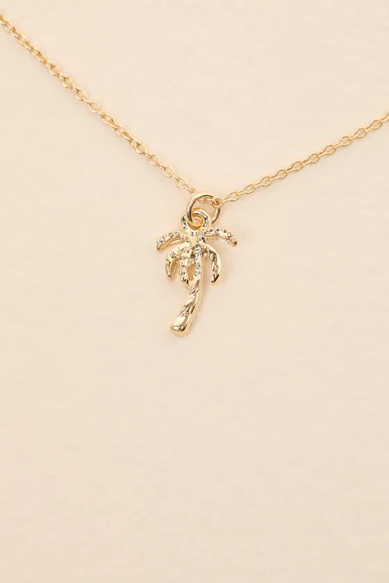 Sabal 14KT Gold Palm Tree Charm Necklace sold by Lulus product image thumbnail 2