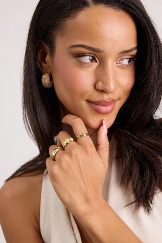 Shanae Gold Stone Five-Piece Ring Set made by Lulus