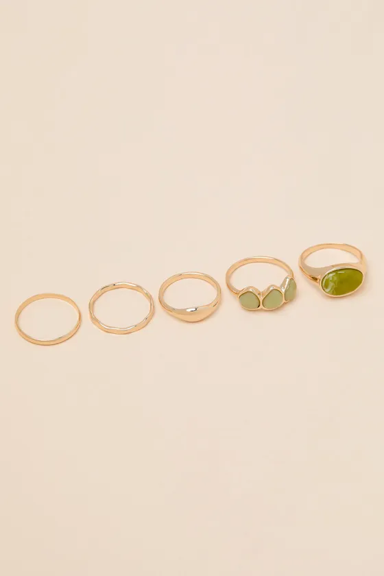 Shanae Gold Stone Five-Piece Ring Set sold by Lulus product image thumbnail 4