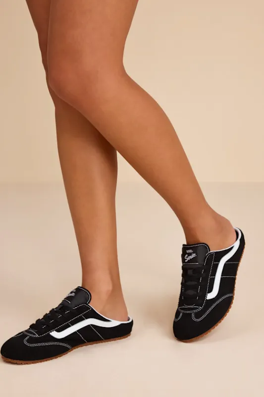 Super Lowpro Black Suede Leather Sneaker Mules made by Vans