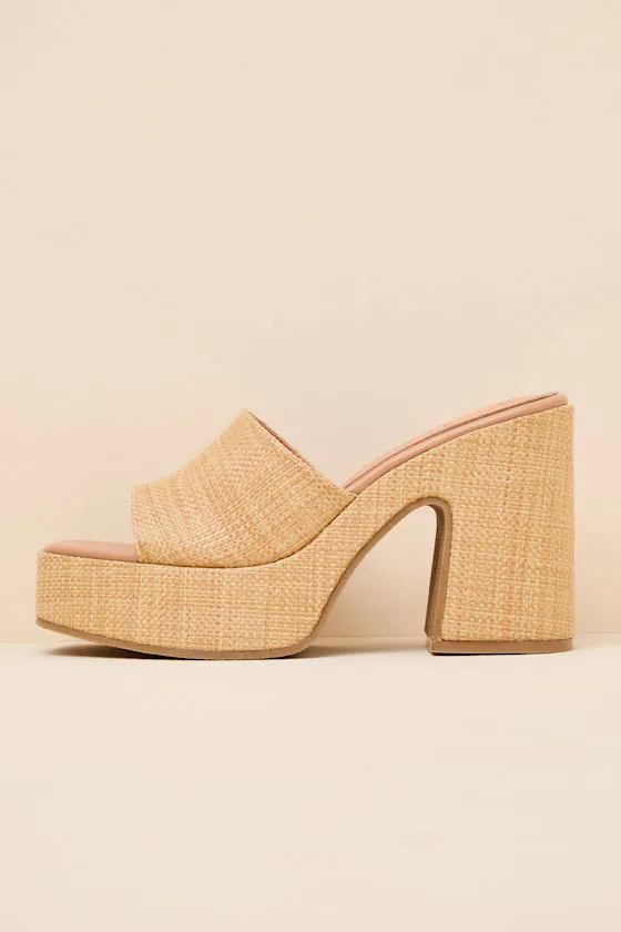 Drexel Beige Raffia Platform Slide Sandals sold by Lulus product image thumbnail 2