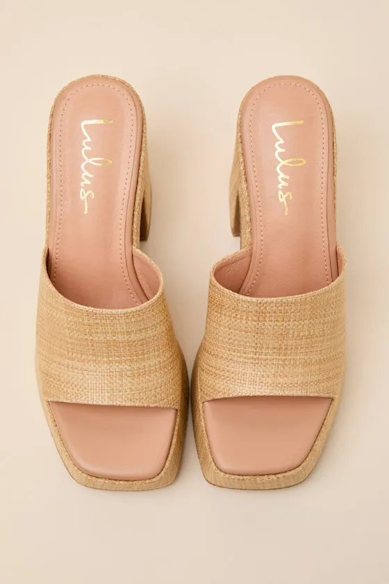 Drexel Beige Raffia Platform Slide Sandals sold by Lulus product image thumbnail 4