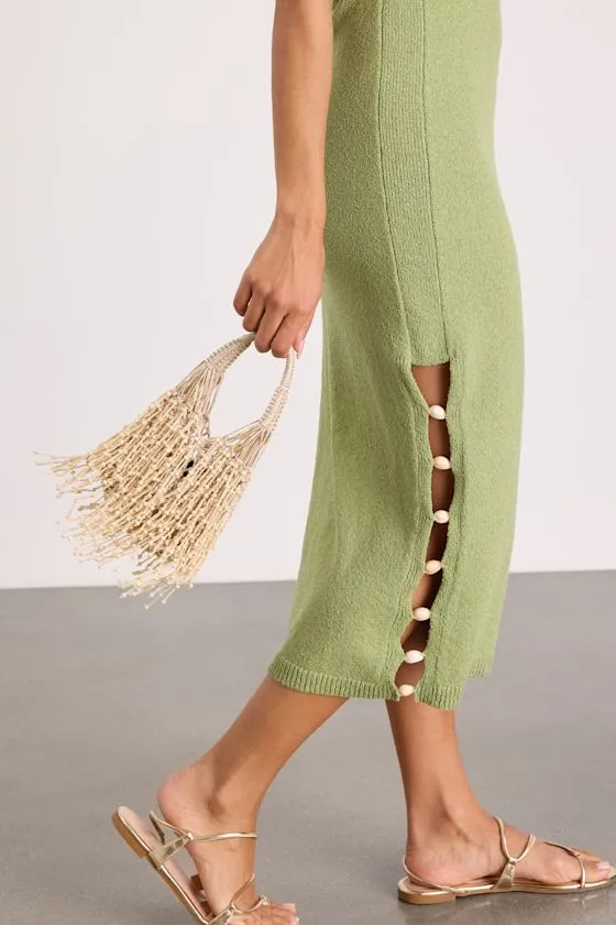 Amalla Beige Woven Beaded Fringe Handbag sold by Lulus