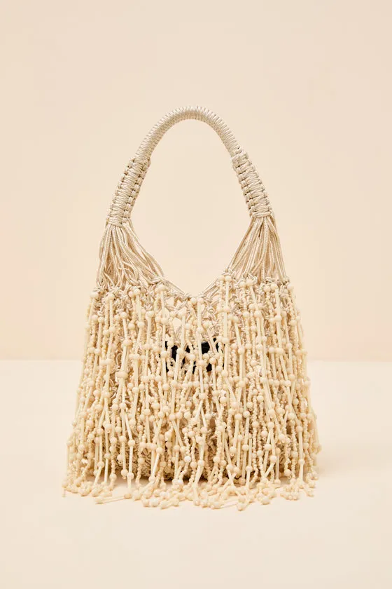 Amalla Beige Woven Beaded Fringe Handbag sold by Lulus product image thumbnail 2