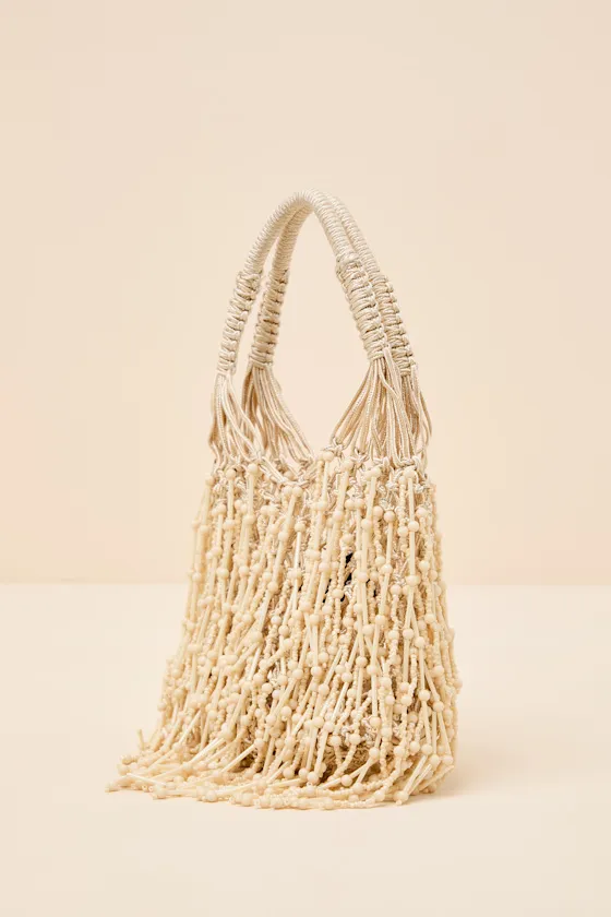 Amalla Beige Woven Beaded Fringe Handbag sold by Lulus product image thumbnail 4