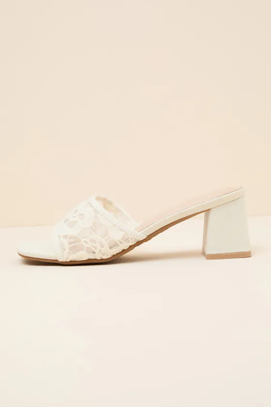 Alaris Ivory Crochet Lace Low Heel Slide Sandals sold by Lulus product image thumbnail 4
