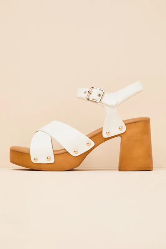 Yanni White Wooden Platform Ankle Strap Sandals made by Lulus