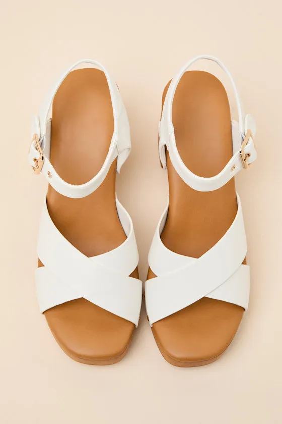 Yanni White Wooden Platform Ankle Strap Sandals sold by Lulus product image thumbnail 2