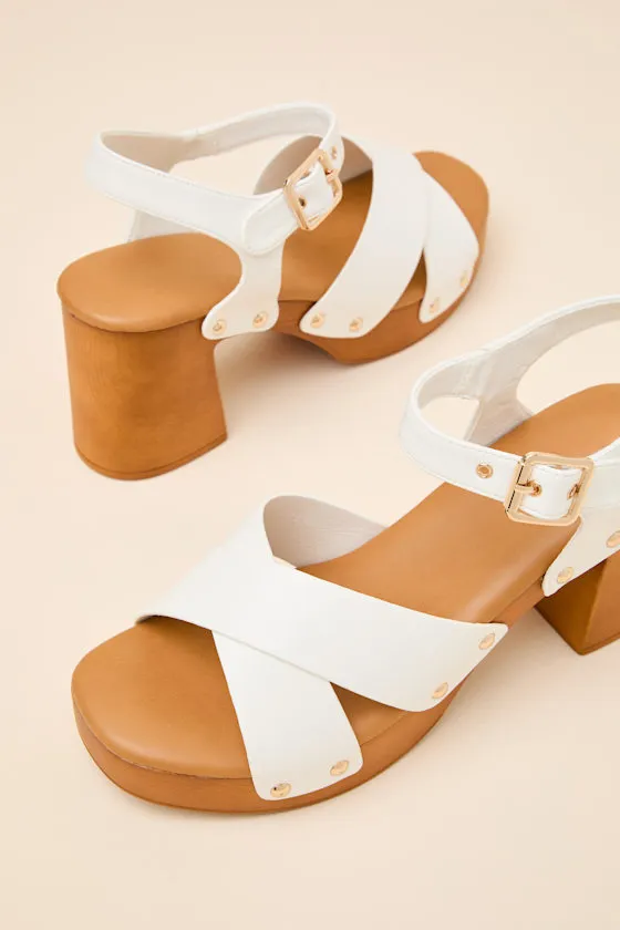Yanni White Wooden Platform Ankle Strap Sandals sold by Lulus product image thumbnail 3