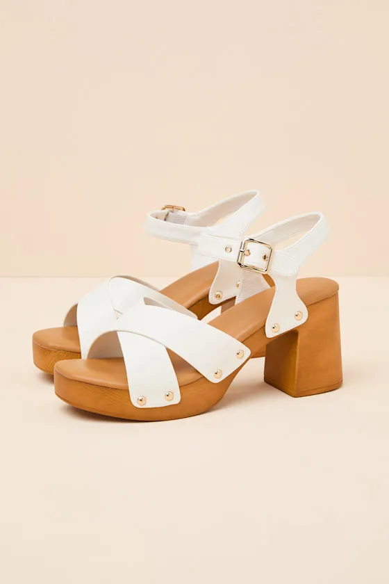Yanni White Wooden Platform Ankle Strap Sandals sold by Lulus product image thumbnail 4