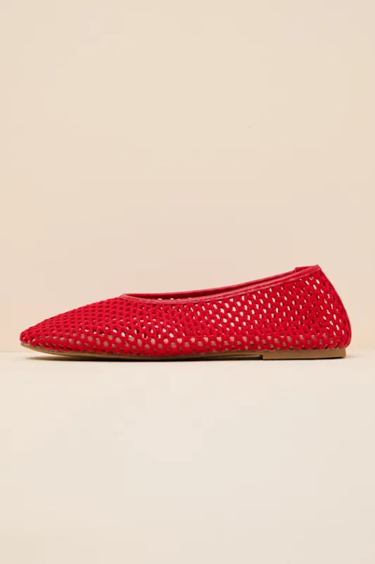 Marta Red Woven Ballet Flats made by Coconuts by Matisse