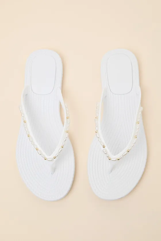 Nina White Pearl Flip Flops sold by Lulus product image thumbnail 2
