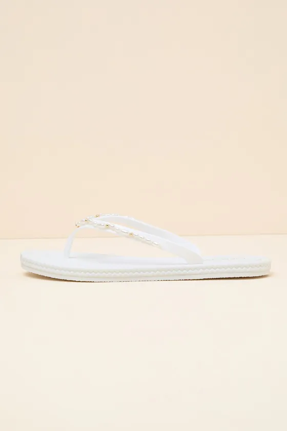 Nina White Pearl Flip Flops sold by Lulus product image thumbnail 4