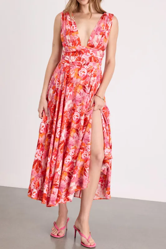 Jaden Pink Multi Abstract Sleeveless Midi Dress made by Lulus