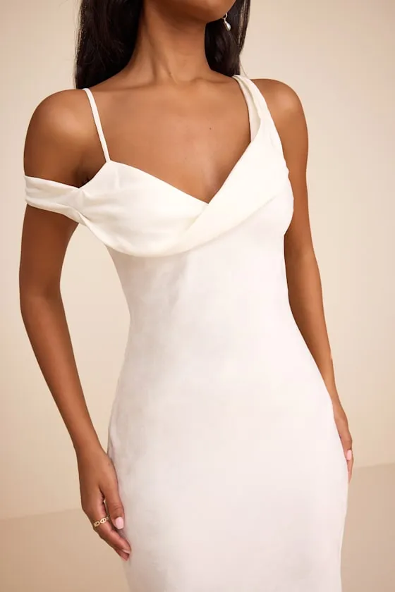 Cavani White Satin Asymmetrical Midi Dress sold by Lulus product image thumbnail 2