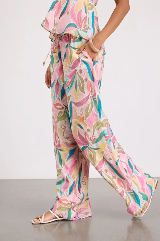 Prilla Pink Multi Abstract Wide-Leg Pants sold by Lulus product image thumbnail 2