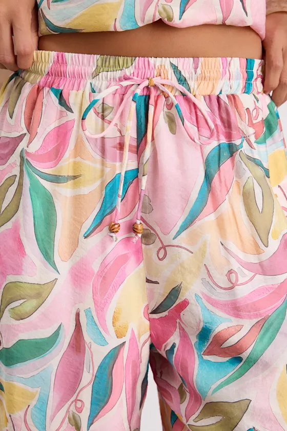 Prilla Pink Multi Abstract Wide-Leg Pants sold by Lulus product image thumbnail 4