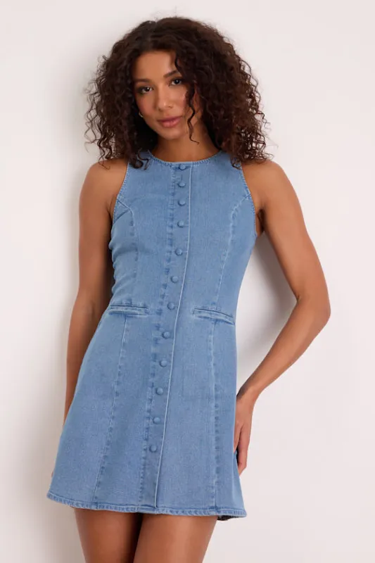 Mabyn Medium Wash Denim Button-Front Mini Dress made by Lulus