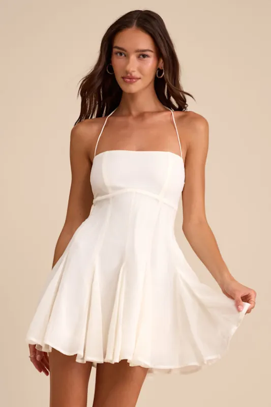 Sophrina White Halter Mini Dress made by Lulus