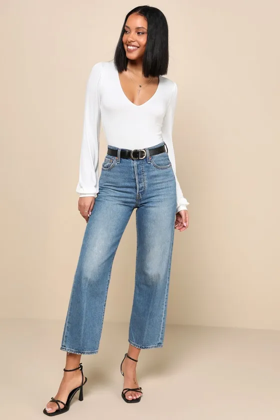 Kaylene Ivory V-Neck Balloon Sleeve Bodysuit sold by Lulus product image thumbnail 3
