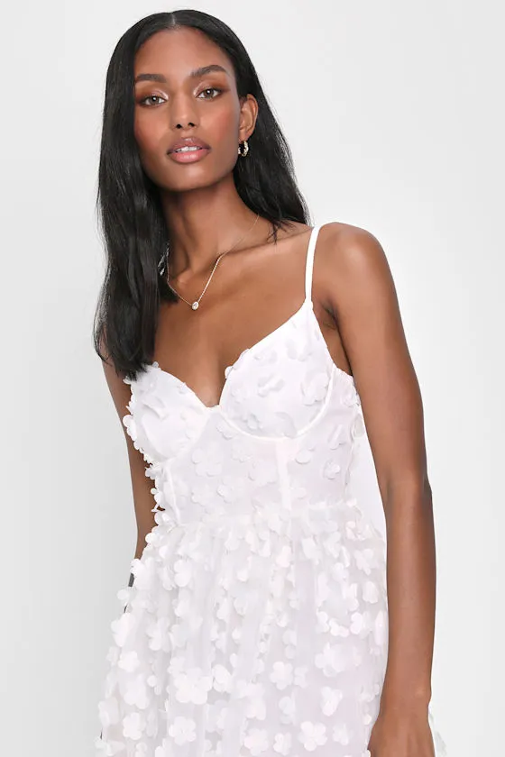 Whimsical Wishes White 3D Floral Bustier Midi Dress sold by Lulus product image thumbnail 2