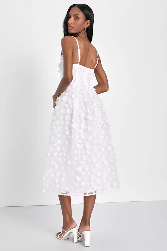 Whimsical Wishes White 3D Floral Bustier Midi Dress sold by Lulus product image thumbnail 4