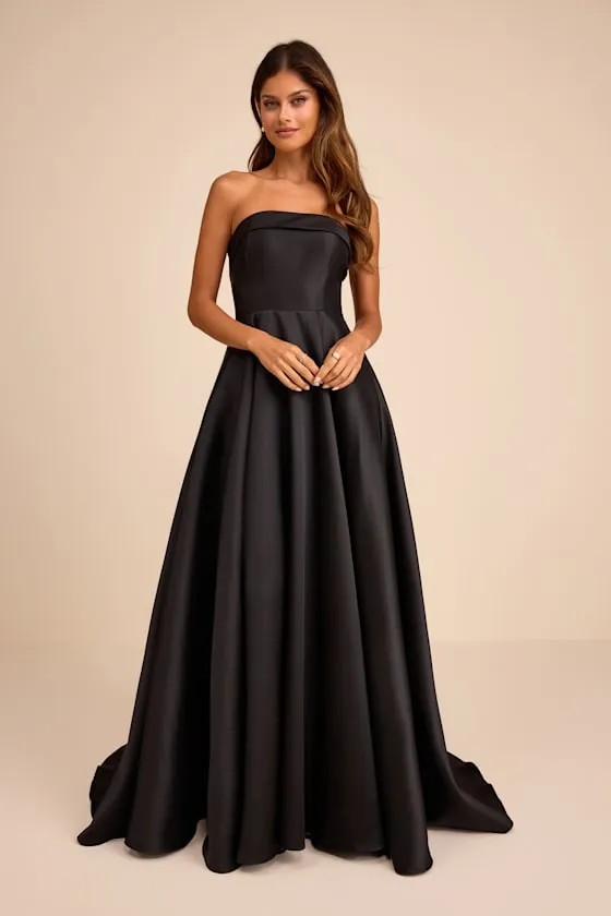 Eris Black Taffeta Strapless Bow Gown sold by Lulus product image thumbnail 4