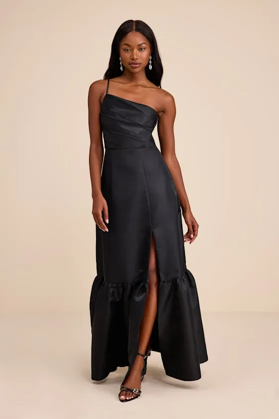 Coco Black Taffeta One-Shoulder Maxi Dress sold by Lulus product image thumbnail 2