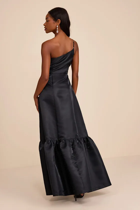 Coco Black Taffeta One-Shoulder Maxi Dress sold by Lulus product image thumbnail 4