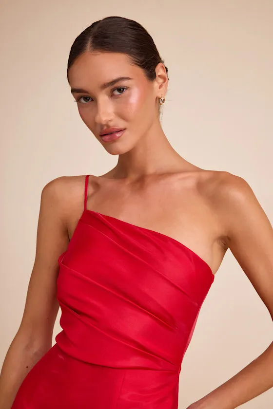 Coco Red Taffeta One-Shoulder Maxi Dress sold by Lulus product image thumbnail 3