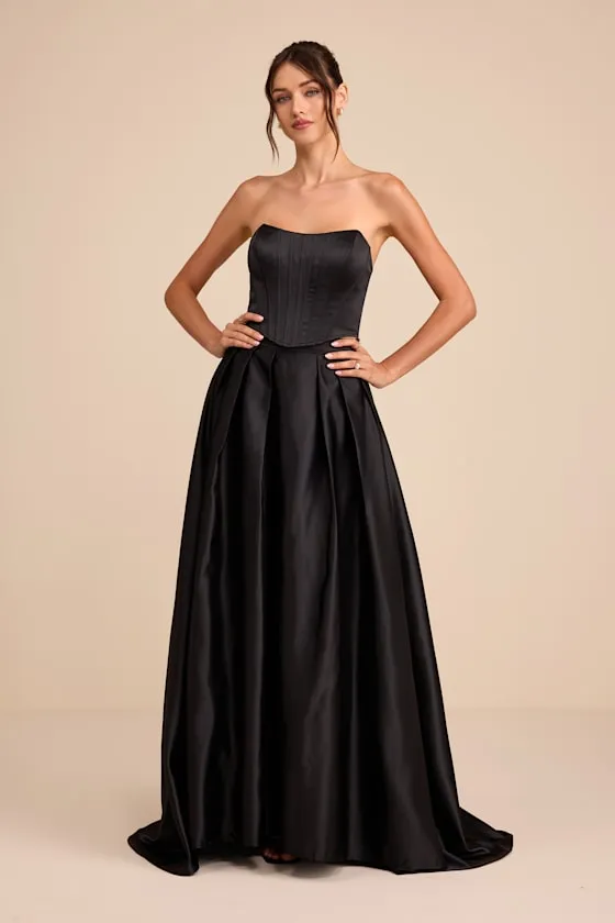 Jeyne Black Bustier Three-Piece Maxi Dress sold by Lulus product image thumbnail 4