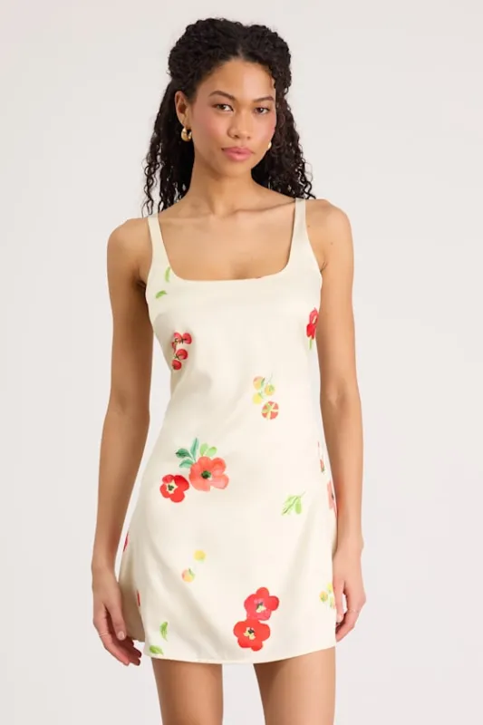 Malandra Cream Multi Print Satin Mini Dress made by Lulus