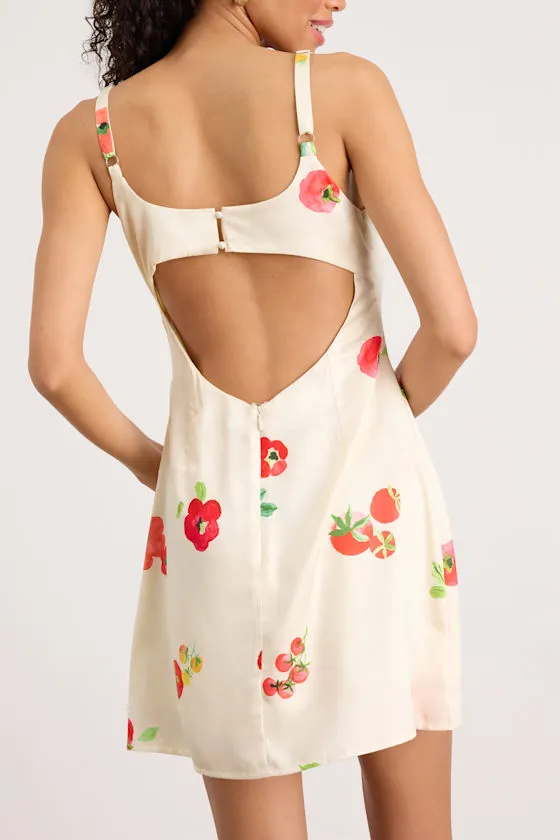 Malandra Cream Multi Print Satin Mini Dress sold by Lulus product image thumbnail 2