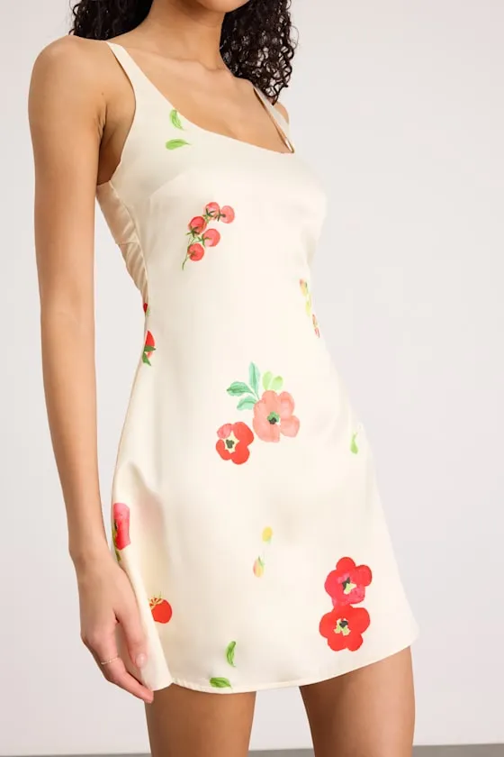 Malandra Cream Multi Print Satin Mini Dress sold by Lulus product image thumbnail 3