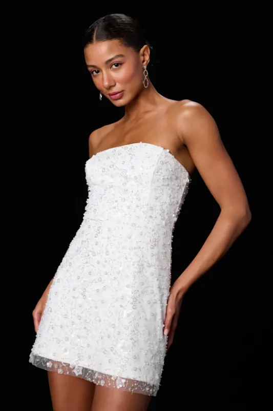 Grecia White Sequin Strapless Mini Dress made by Lulus