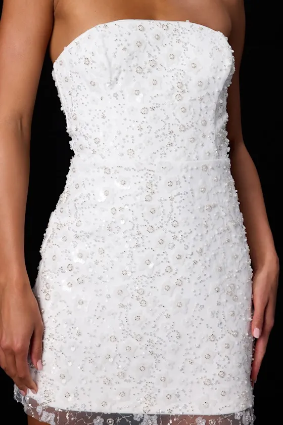 Grecia White Sequin Strapless Mini Dress sold by Lulus product image thumbnail 2