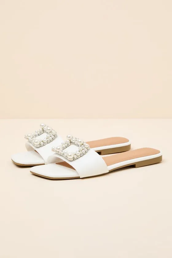 Lucinda White Pearl Slide Sandals sold by Lulus product image thumbnail 2