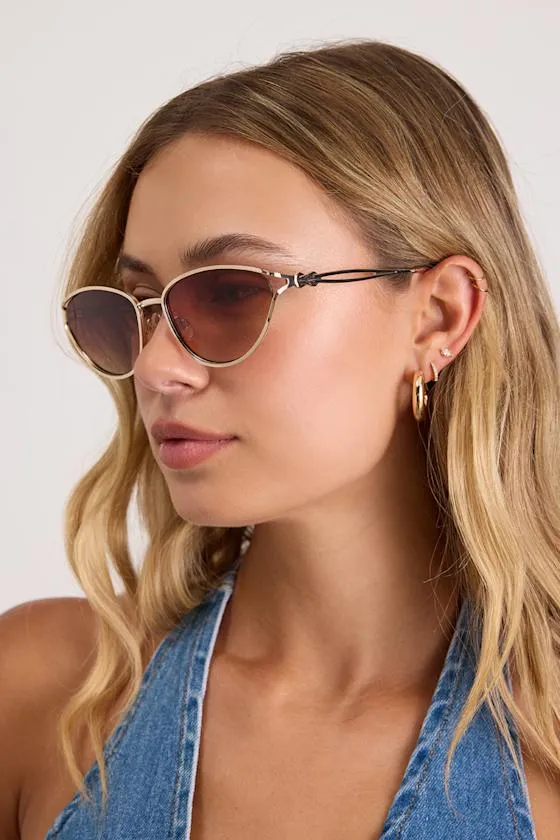 Duchess Gold Gat-Eye Sunglasses sold by Lulus