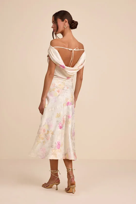 Elyse Ivory Floral Jacquard Satin Midi Dress sold by Lulus product image thumbnail 3
